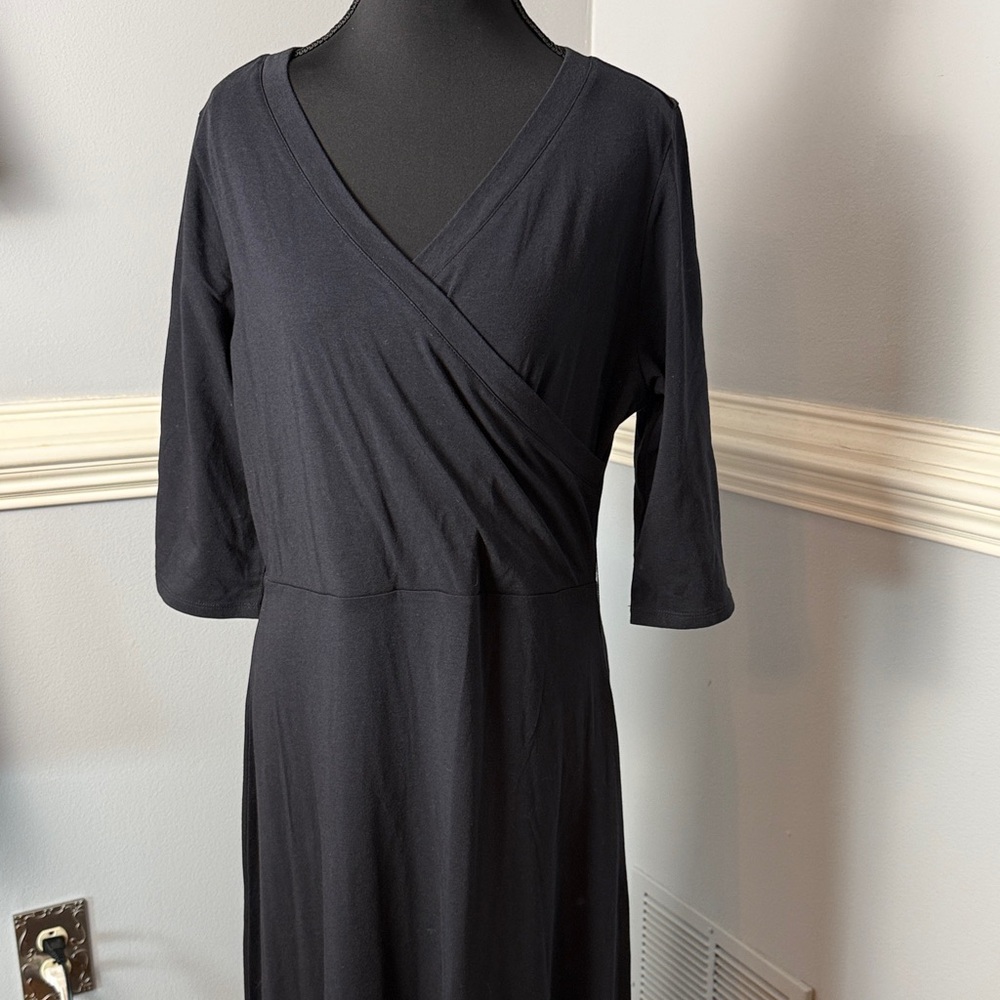 Soft Surroundings Black Long-Sleeve Wrap Dress